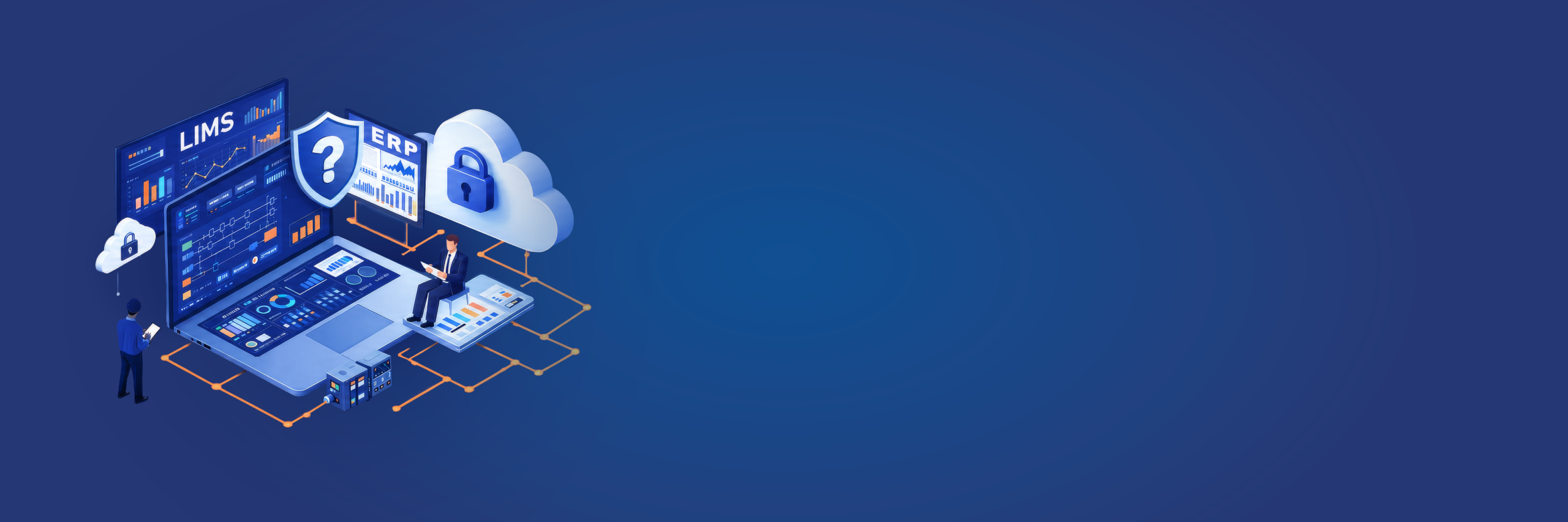 Isometric illustration of a laptop dashboard with charts, shield, and cloud icons for cloud security.